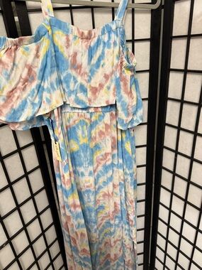 Pastel Tie-Dye Maxi Dress with Ruffle Bodice